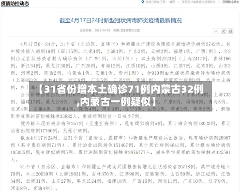 【31省份增本土确诊71例内蒙古32例,内蒙古一例疑似】-第2张图片