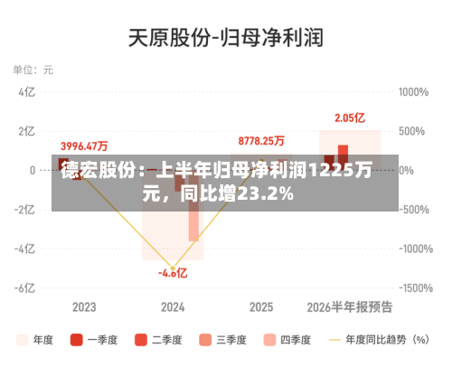 德宏股份：上半年归母净利润1225万元	，同比增23.2%-第2张图片