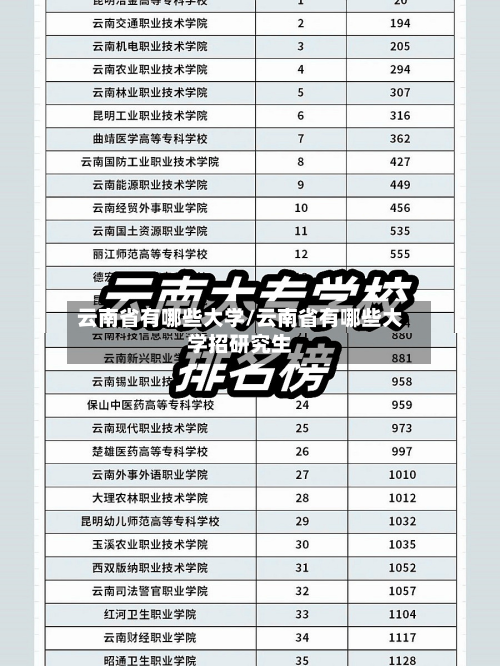 云南省有哪些大学/云南省有哪些大学招研究生