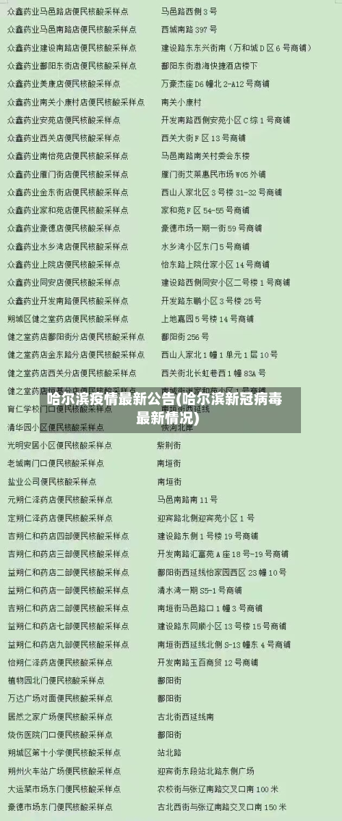 哈尔滨疫情最新公告(哈尔滨新冠病毒最新情况)