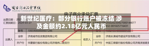 新世纪医疗：部分银行账户被冻结 涉及金额约2.18亿元人民币-第2张图片