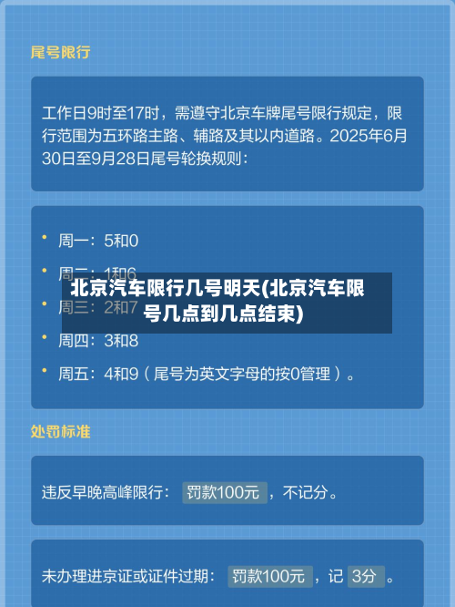 北京汽车限行几号明天(北京汽车限号几点到几点结束)-第3张图片