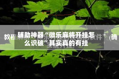 辅助神器“微乐麻将开挂怎么识破”其实真的有挂-第3张图片