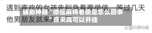 辅助神器“微信麻将老输是怎么回事	”原来真可以开挂-第2张图片