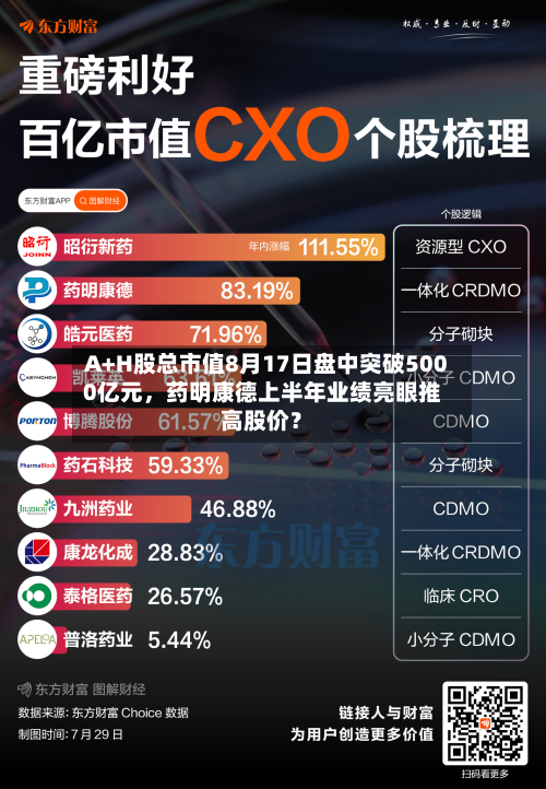 A+H股总市值8月17日盘中突破5000亿元，药明康德上半年业绩亮眼推高股价？-第2张图片
