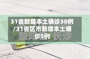 31省新增本土确诊30例/31省区市新增本土确诊5例