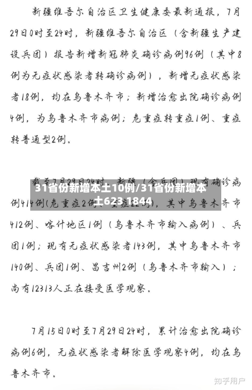 31省份新增本土10例/31省份新增本土623 1844-第2张图片