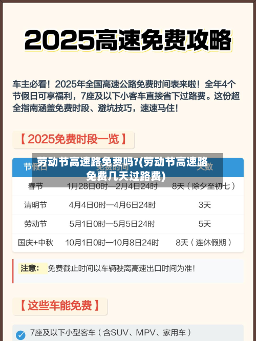 劳动节高速路免费吗?(劳动节高速路免费几天过路费)