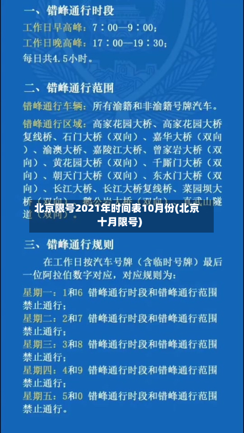 北京限号2021年时间表10月份(北京十月限号)-第2张图片