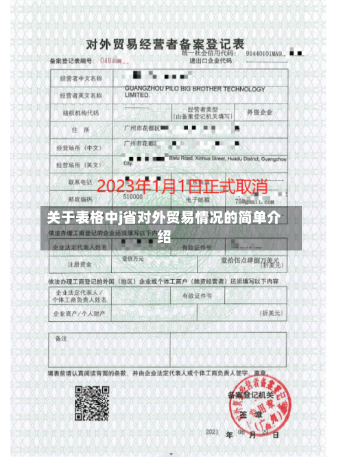 关于表格中j省对外贸易情况的简单介绍
