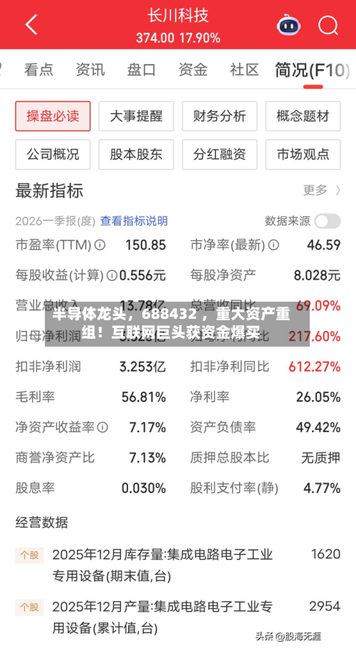 半导体龙头	，688432 ，重大资产重组！互联网巨头获资金爆买-第2张图片