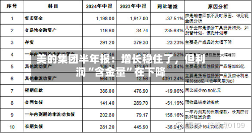 美的集团半年报：增长稳住了	，但利润“含金量	”在下降-第1张图片