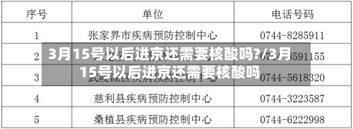 3月15号以后进京还需要核酸吗?/3月15号以后进京还需要核酸吗
