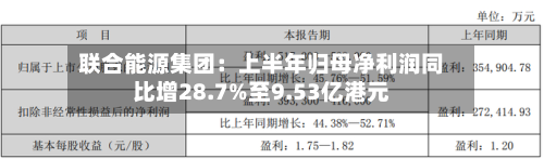 联合能源集团：上半年归母净利润同比增28.7%至9.53亿港元-第2张图片