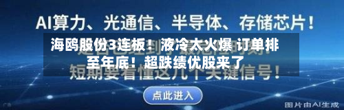 海鸥股份3连板!液冷太火爆 订单排至年底!超跌绩优股来了-第2张图片
