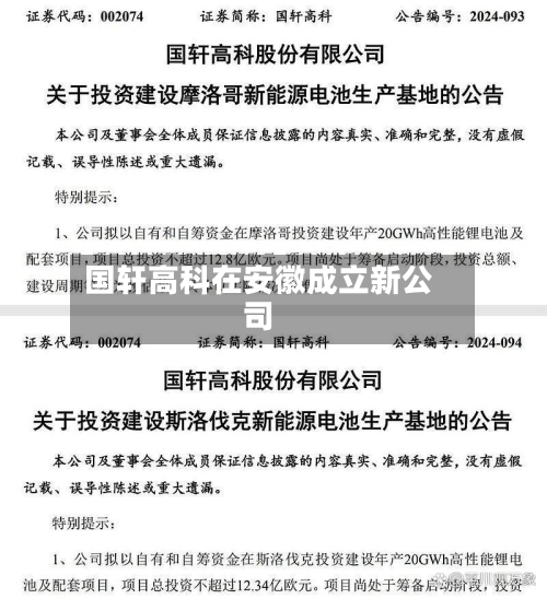 国轩高科在安徽成立新公司-第1张图片