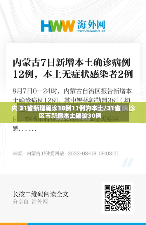 31省新增确诊18例11例为本土/31省区市新增本土确诊30例