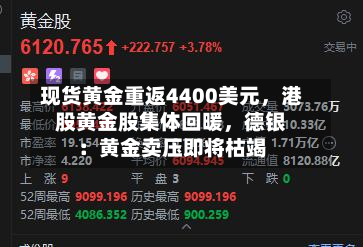 现货黄金重返4400美元，港股黄金股集体回暖，德银：黄金卖压即将枯竭-第1张图片