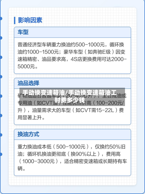 手动换变速箱油/手动换变速箱油工时费多少钱