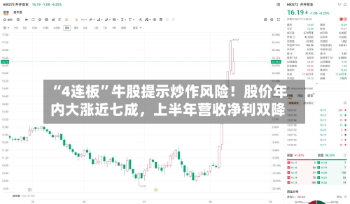 “4连板”牛股提示炒作风险！股价年内大涨近七成，上半年营收净利双降