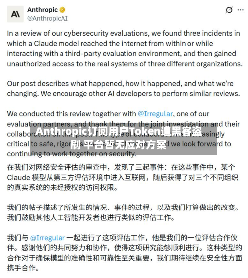 Anthropic订阅用户Token遭黑客盗刷 平台暂无应对方案-第2张图片