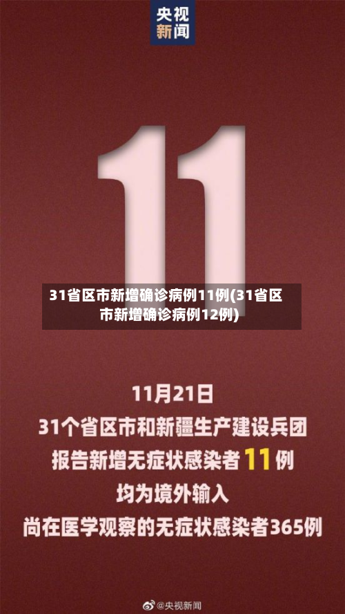 31省区市新增确诊病例11例(31省区市新增确诊病例12例)