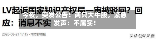 今夜	，突发公告！两只大牛股，紧急发声：不属实！-第2张图片