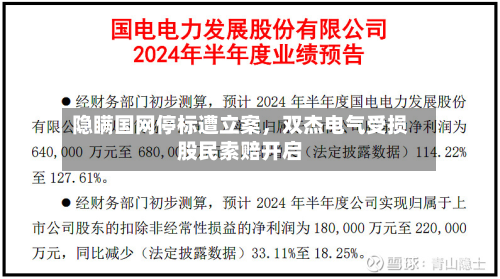 隐瞒国网停标遭立案，双杰电气受损股民索赔开启-第2张图片