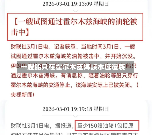一艘船只在霍尔木兹海峡水域遭袭