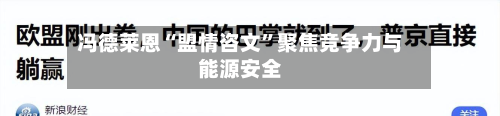 冯德莱恩“盟情咨文”聚焦竞争力与能源安全-第2张图片