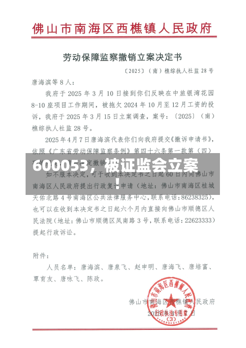 600053，被证监会立案！