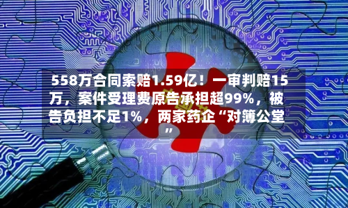 558万合同索赔1.59亿！一审判赔15万，案件受理费原告承担超99%	，被告负担不足1%，两家药企“对簿公堂”-第2张图片