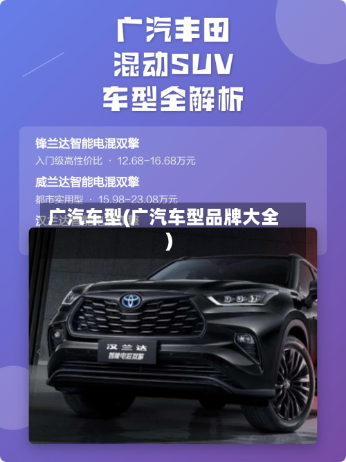 广汽车型(广汽车型品牌大全)
