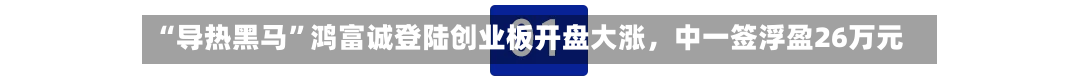 “导热黑马	”鸿富诚登陆创业板开盘大涨，中一签浮盈26万元-第1张图片