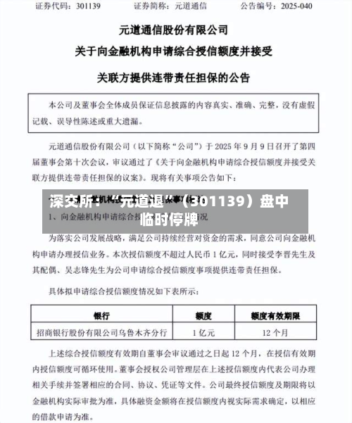 深交所：“元道退	”（301139）盘中临时停牌-第3张图片