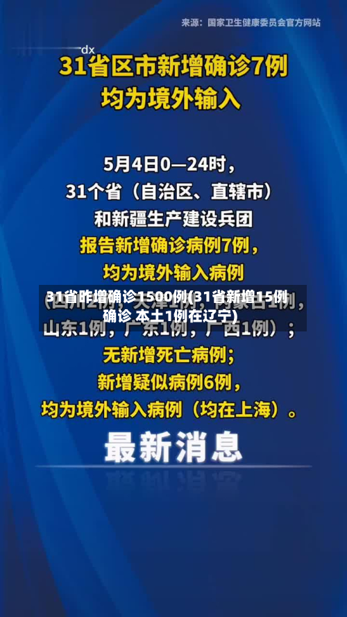 31省昨增确诊1500例(31省新增15例确诊 本土1例在辽宁)