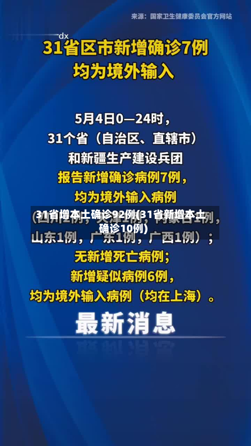 31省增本土确诊92例(31省新增本土确诊10例)