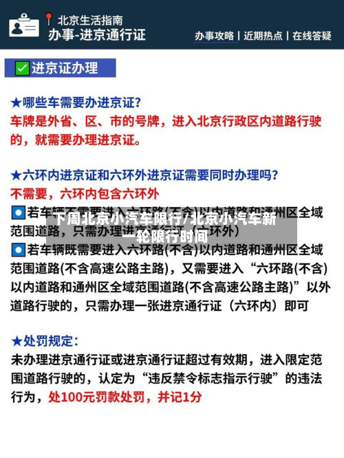 下周北京小汽车限行/北京小汽车新一轮限行时间