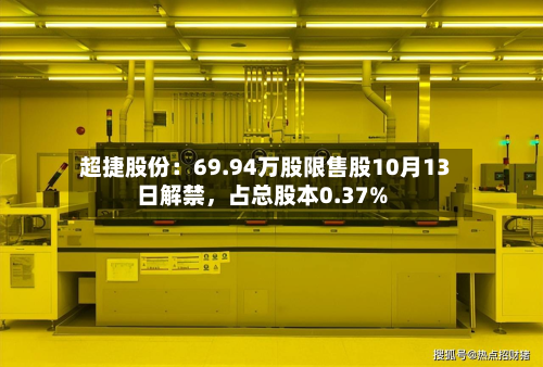 超捷股份：69.94万股限售股10月13日解禁，占总股本0.37%