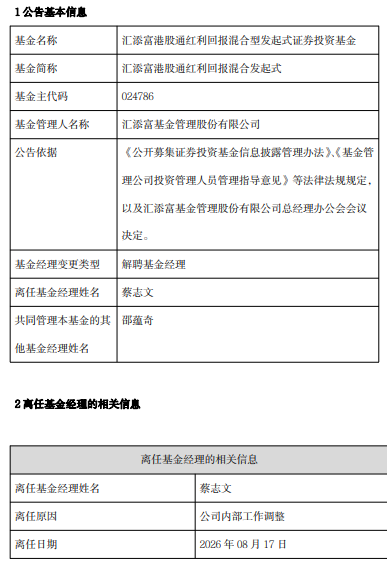 汇添富“指数女神	”过蓓蓓38天清仓式卸任 公募基金经理离职潮持续升温