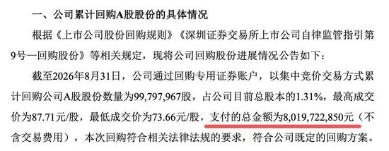 000333	，已回购超80亿元！多家A股公司，披露相应进展